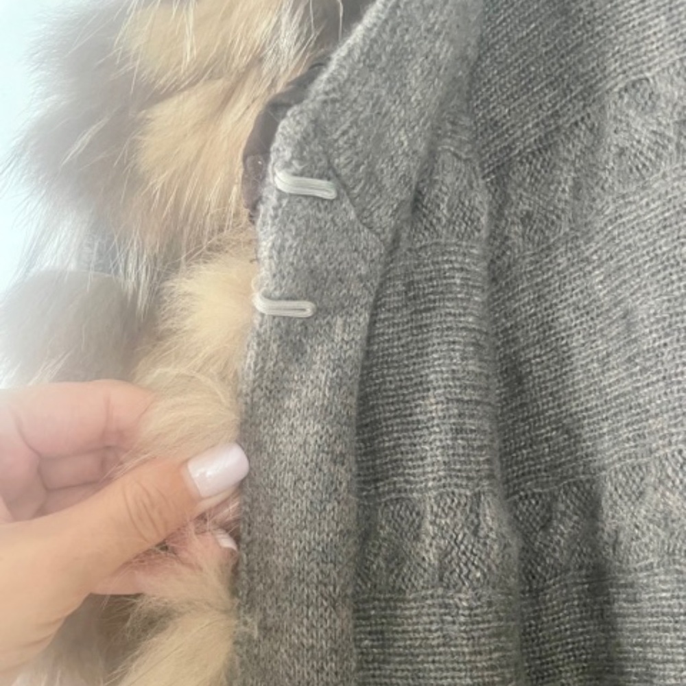 SYMETRIE YVES SALOMON ARCTIC FOX CASHMERE SWEATER COAT - Picture 14 of 14